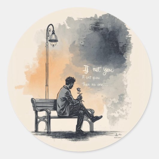 Mit einer Rose gewartet - Unausgesprochene Liebe Runder Aufkleber (Vorderseite)