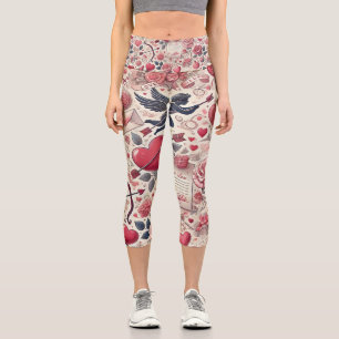 Mit einer Rose unterschrieben Capri Leggings