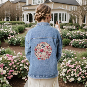 Mit einer Rose unterschrieben Jeansjacke