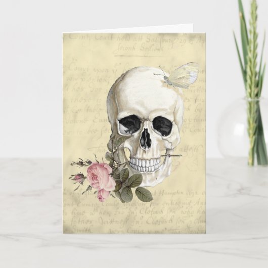 Mit einer Rose zwischen meinen Zähnen Karte (Vorderseite)