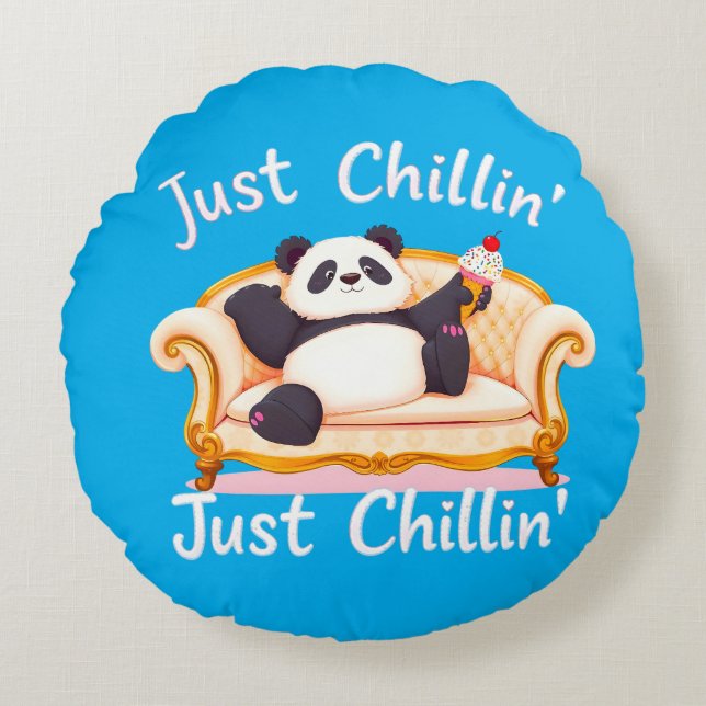 Mit Eis ruhig und einfach Chillin behalten Rundes Kissen (Vorderseite)