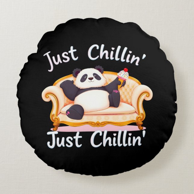 Mit Eis ruhig und einfach Chillin behalten Rundes Kissen (Vorderseite)