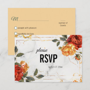 Mit Ernährungspräferenz Marble Dreams: Orange Rose RSVP Karte