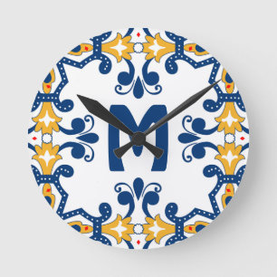 Mit ersten 💛 💙 Azulejos  Runde Wanduhr
