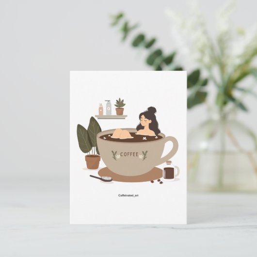 Mit etwas Kaffee trinken Postkarte (Stehend Vorderseite)