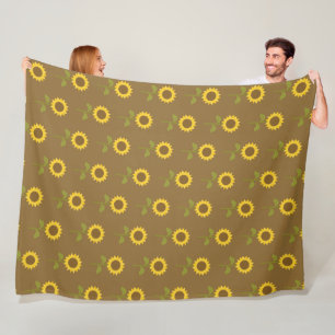 MIT FALL-SONNENBLUMEN BROWN FLEECEDECKE