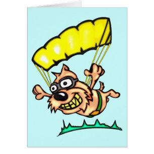 Mit Fallschirm abspringenhund