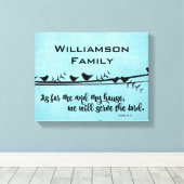Mit Familienname; wie ich und mein Haus Bibelverse Leinwanddruck (Insitu (Holzboden))