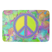 Mit Farben ausgefülltes FRIEDENSzeichen 1 Badematte (Vorderseite)