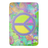 Mit Farben ausgefülltes FRIEDENSzeichen 1 Badematte (Vorderseite Vertikal)