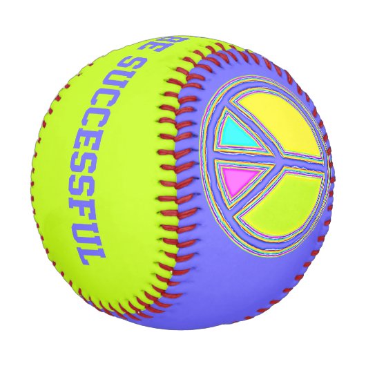Mit Farben ausgefülltes FRIEDENSzeichen 1 Baseball (Schrägansicht)