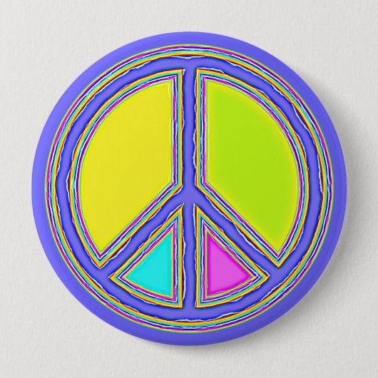 Mit Farben ausgefülltes FRIEDENSzeichen 1 Button (Vorderseite)