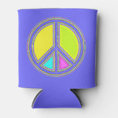 Mit Farben ausgefülltes FRIEDENSzeichen 1 Dosenkühler (Vorderseite)