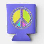 Mit Farben ausgefülltes FRIEDENSzeichen 1 Dosenkühler (Rückseite)