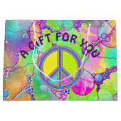 Mit Farben ausgefülltes FRIEDENSzeichen 1 Große Geschenktüte (Vorderseite)