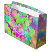 Mit Farben ausgefülltes FRIEDENSzeichen 1 Große Geschenktüte (Rückseite Schrägansicht)