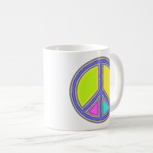 Mit Farben ausgefülltes FRIEDENSzeichen 1 Kaffeetasse (VorderseiteRechts)
