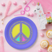 Mit Farben ausgefülltes FRIEDENSzeichen 1 Pappteller (Party)