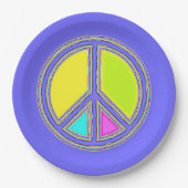 Mit Farben ausgefülltes FRIEDENSzeichen 1 Pappteller (Vorderseite)