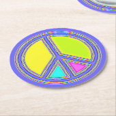 Mit Farben ausgefülltes FRIEDENSzeichen 1 Runder Pappuntersetzer (Angewinkelt)