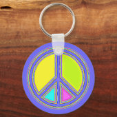 Mit Farben ausgefülltes FRIEDENSzeichen 1 Schlüsselanhänger (Vorderseite)