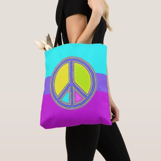 Mit Farben ausgefülltes FRIEDENSzeichen 1 Tasche (Von Nahem)