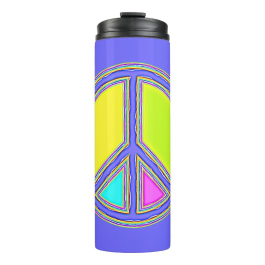 Mit Farben ausgefülltes FRIEDENSzeichen 1 Thermosbecher (Vorderseite)