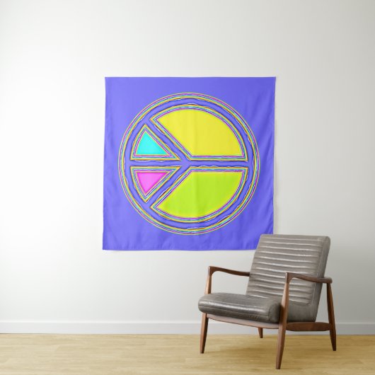 Mit Farben ausgefülltes FRIEDENSzeichen 1 Wandteppich (Beispiel (Horizontal))