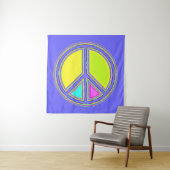Mit Farben ausgefülltes FRIEDENSzeichen 1 Wandteppich (Beispiel)