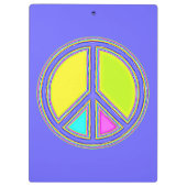 Mit Farben gefülltes PEACE-Zeichen 1 Klemmbrett (Rückseite)