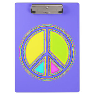 Mit Farben gefülltes PEACE-Zeichen 1 Klemmbrett