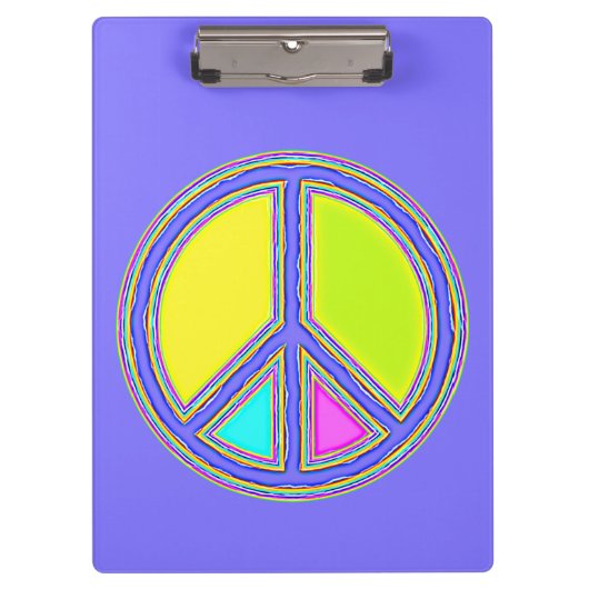 Mit Farben gefülltes PEACE-Zeichen 1 Klemmbrett (Vorderseite)