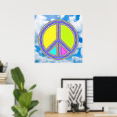 Mit Farben gefülltes PEACE-Zeichen 1 Poster (Heimbüro)