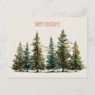 Mit farbenfroher Girlande geschmückte Weihnachtsbä Postkarte