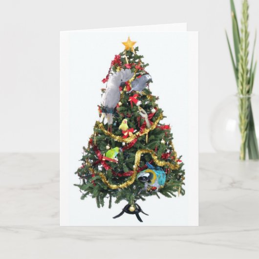 Mit Federn versehene Familien-Weihnachtskarte Feiertagskarte (Vorderseite)