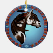 Mit Federn versehene Farbe Pferd-Verzierungen Keramik Ornament (Hinten)