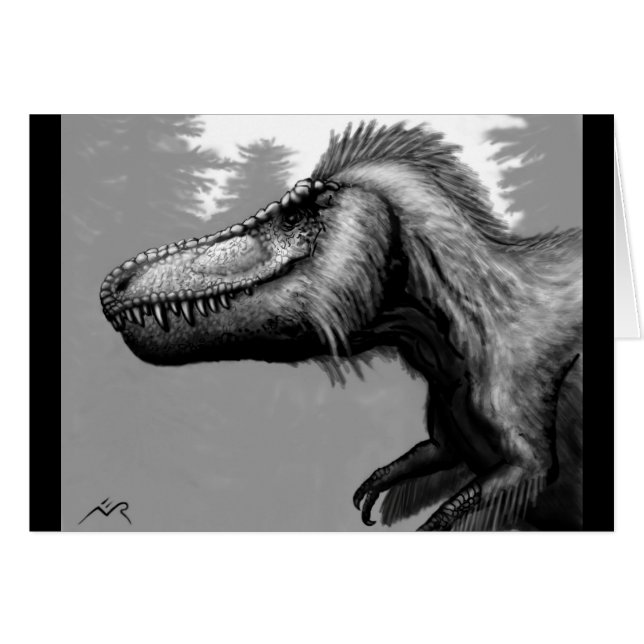 Mit Federn versehene Tyrannosaur-leere Karte (Vorderseite (Horizontal))