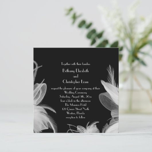 Mit Federn versehene Zwanzigerjahre, die Einladung (Stehend Vorderseite)