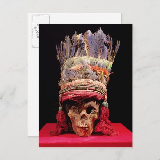 Mit Federn versehener Kopfschmuck auf einem Postkarte (Vorne/Hinten)