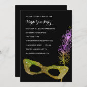 Mit Federn versehenes Maskerade-Karneval-Party der Einladung (Vorne/Hinten)