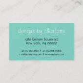 mit Filigran geschmückt; Aquaweiß Visitenkarte (Rückseite)