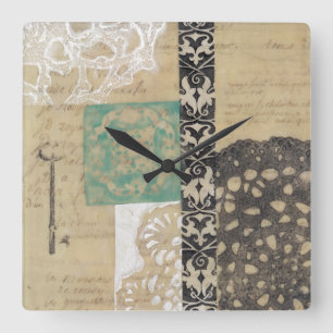 Mit Filigran geschmückt u. Schlüssel II Quadratische Wanduhr