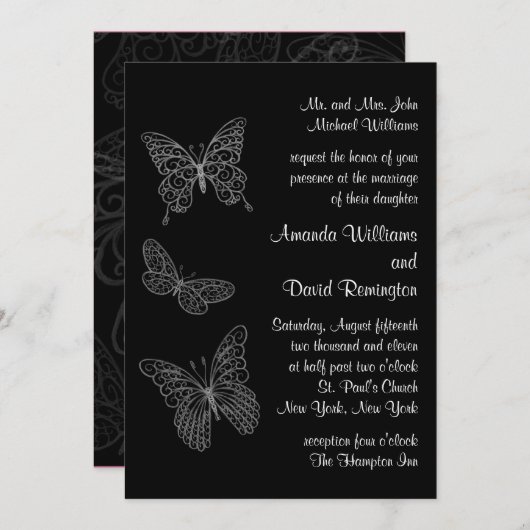 Mit Filigran geschmückte Einladung (Vorne/Hinten)