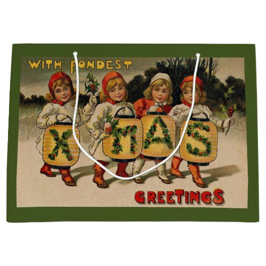 Mit Fondest Xmas Greetings Große Geschenktüte (Vorderseite)