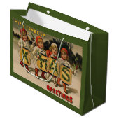 Mit Fondest Xmas Greetings Große Geschenktüte (Vorderseite Schrägansicht)
