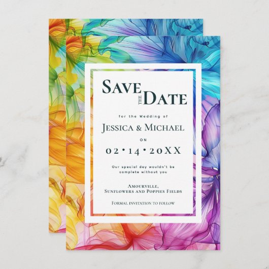 Mit Foto am hinteren Ethereal Bloom Save The Date (Vorne/Hinten)