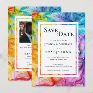 Mit Foto am hinteren Ethereal Bloom Save The Date