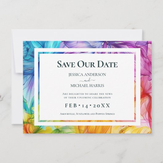 Mit Foto am hinteren Ethereal Bloom Save The Date (Vorderseite)
