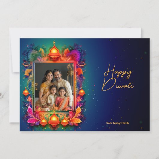 Mit Foto, benutzerdefinierter Text Radiant Diwali (Vorderseite)