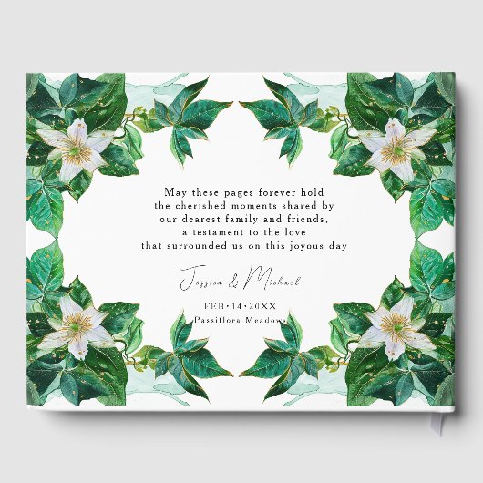 💍 Mit Foto charmante Passiflora Gästebuch (Rückseite)